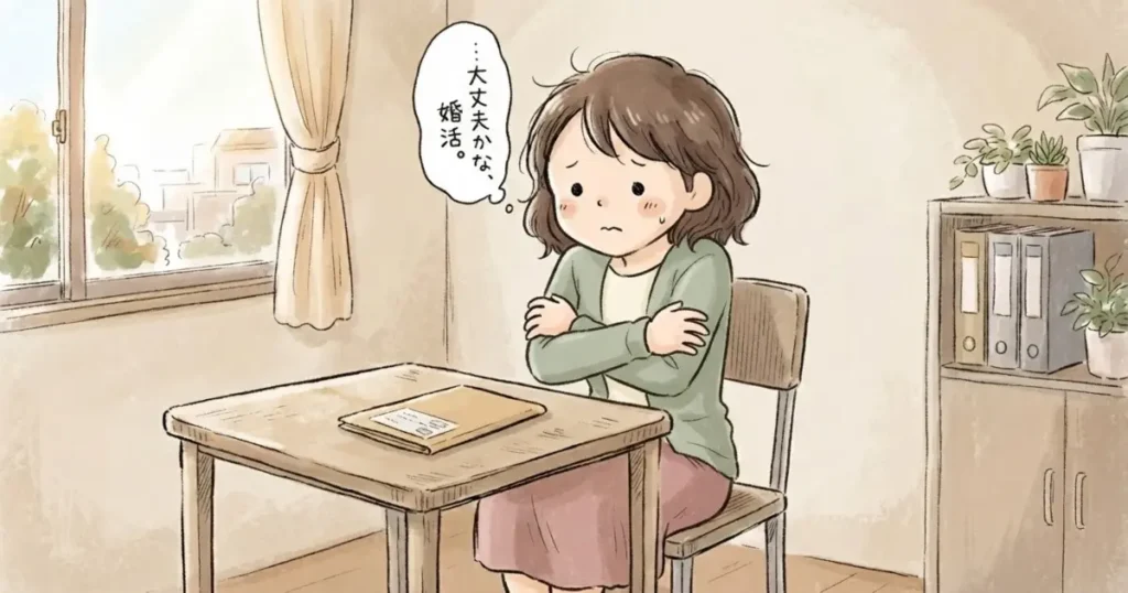 初対面の状態から短期間で相手を見極める結婚相談所のスピード感に、強い警戒心を抱く様子